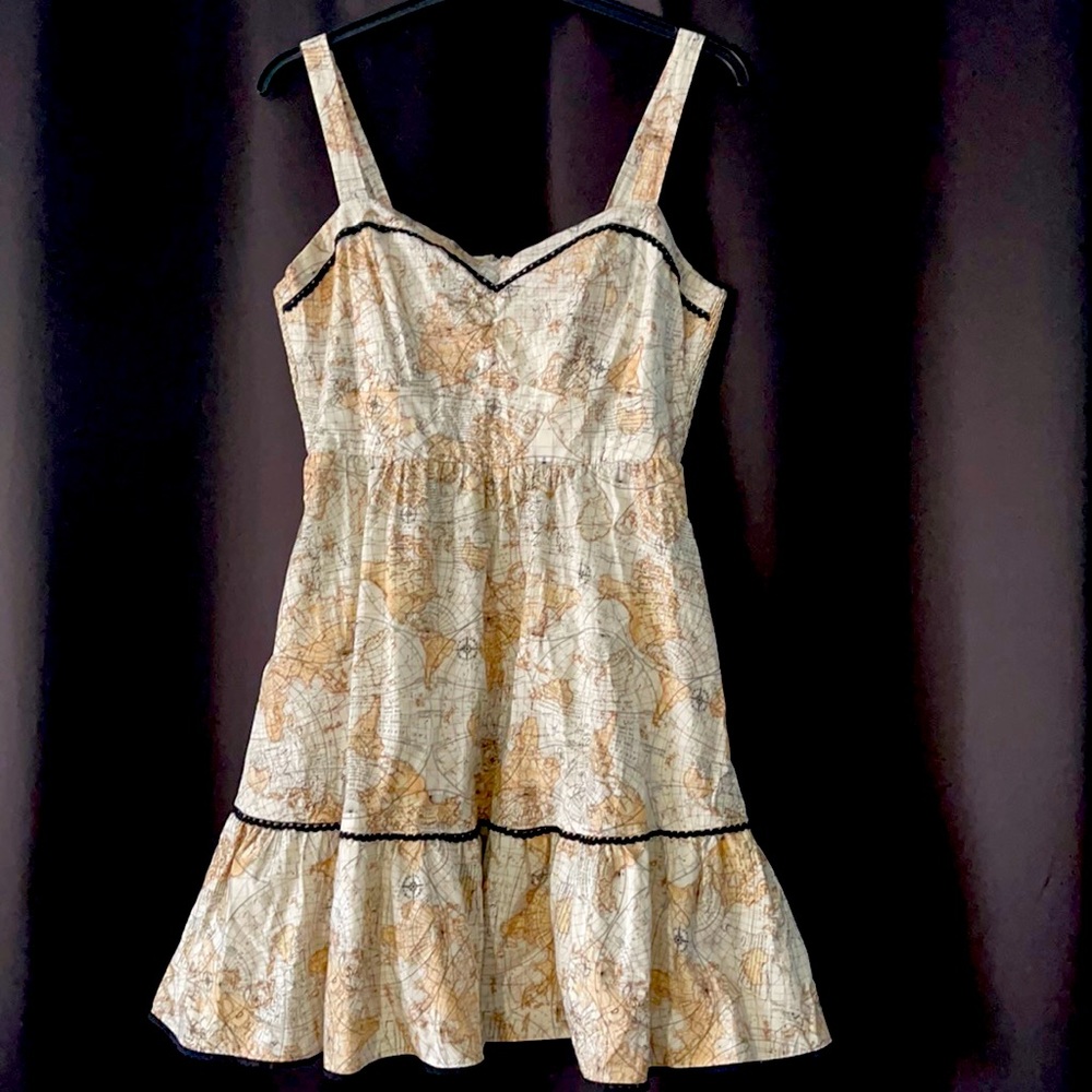 Ladies map print halter dress